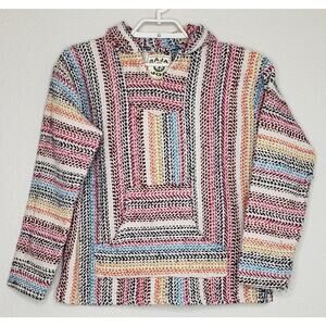 Earth Ragz Baja Joe Women's Sweatshirt Size Large Multicolor Hooded Heavy Knit